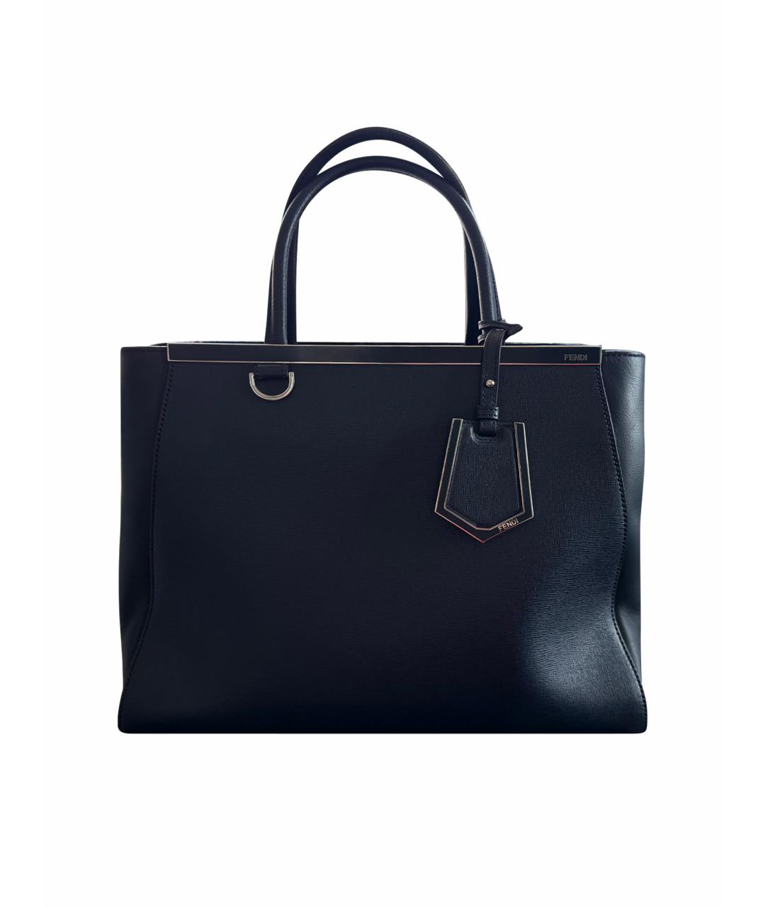 FENDI Темно-синяя кожаная сумка тоут, фото 1