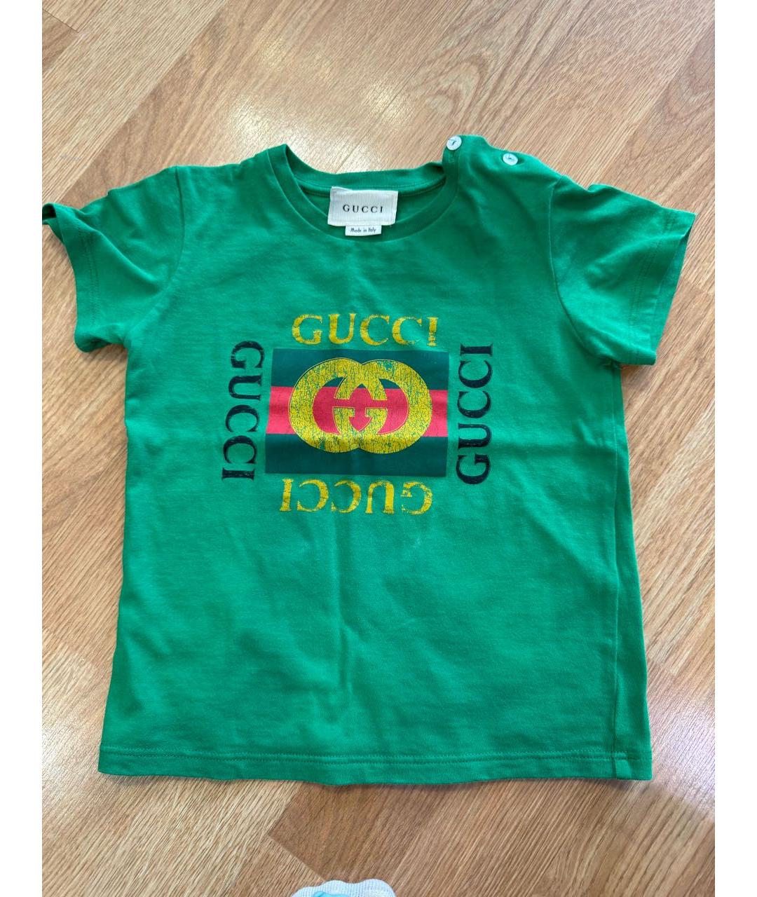 GUCCI Зеленая детская футболка, фото 6