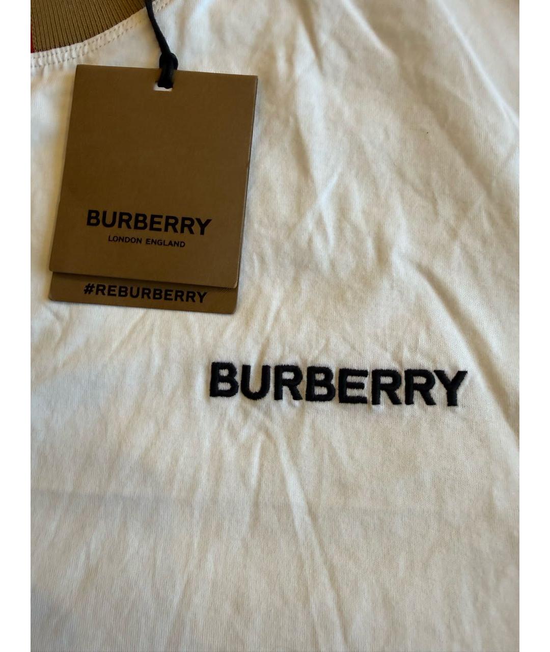 BURBERRY Белая хлопковая футболка, фото 3