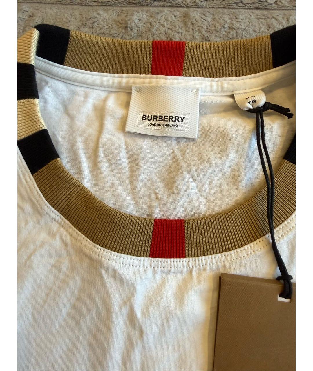 BURBERRY Белая хлопковая футболка, фото 4