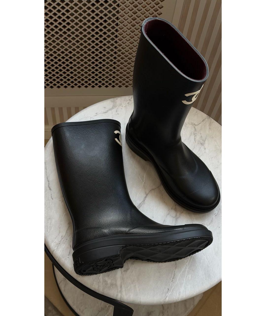 CHANEL Черные резиновые сапоги, фото 4