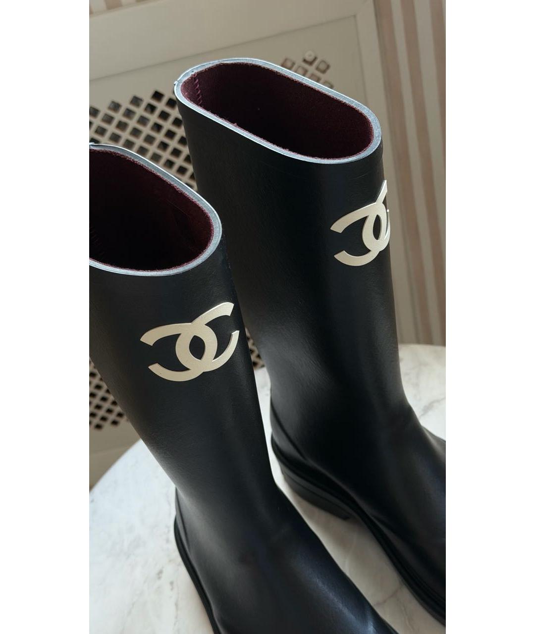 CHANEL Черные резиновые сапоги, фото 5
