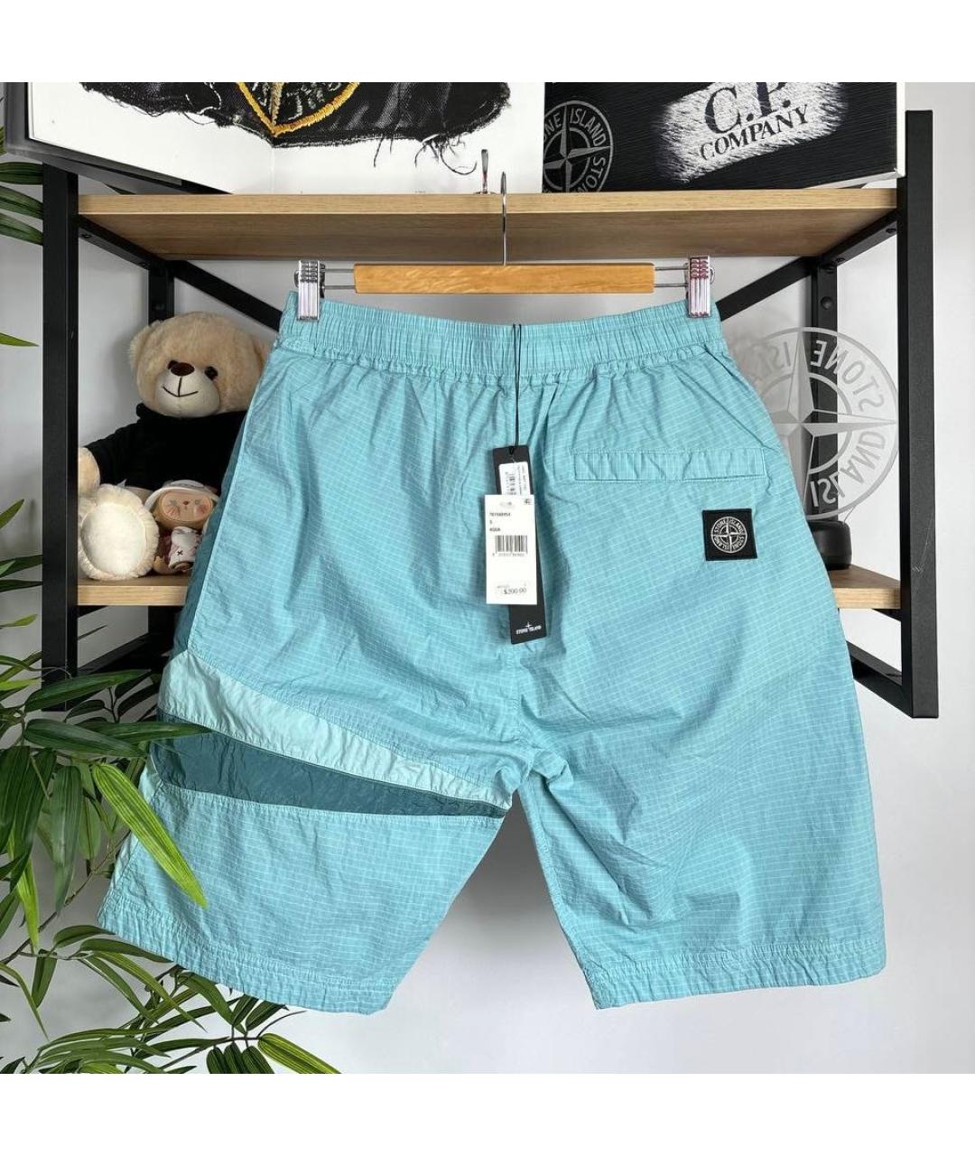 STONE ISLAND Голубые нейлоновые шорты, фото 3