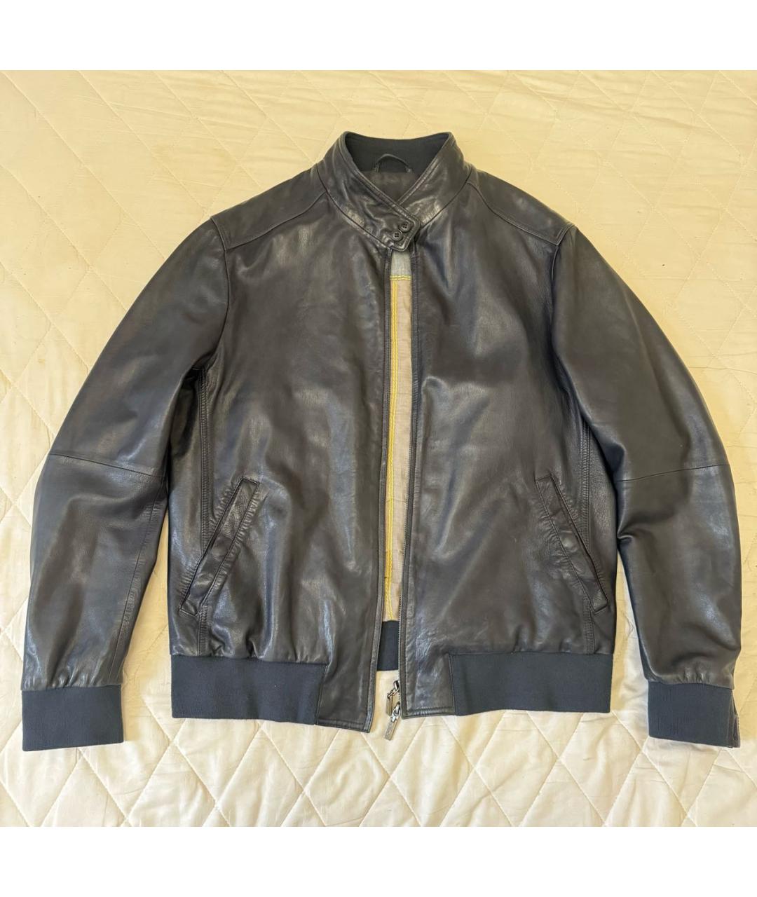 CORNELIANI Темно-синяя кожаная куртка, фото 7