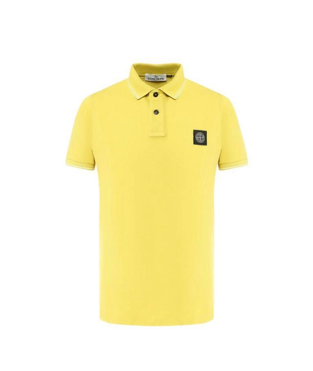 STONE ISLAND Желтое хлопковое поло с коротким рукавом, фото 1