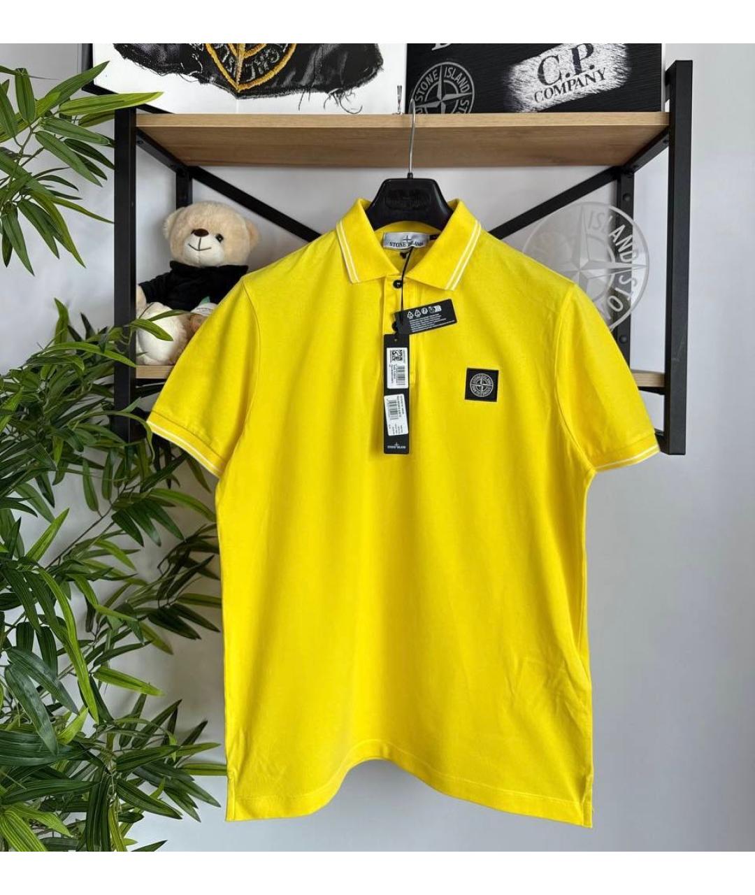 STONE ISLAND Желтое хлопковое поло с коротким рукавом, фото 2