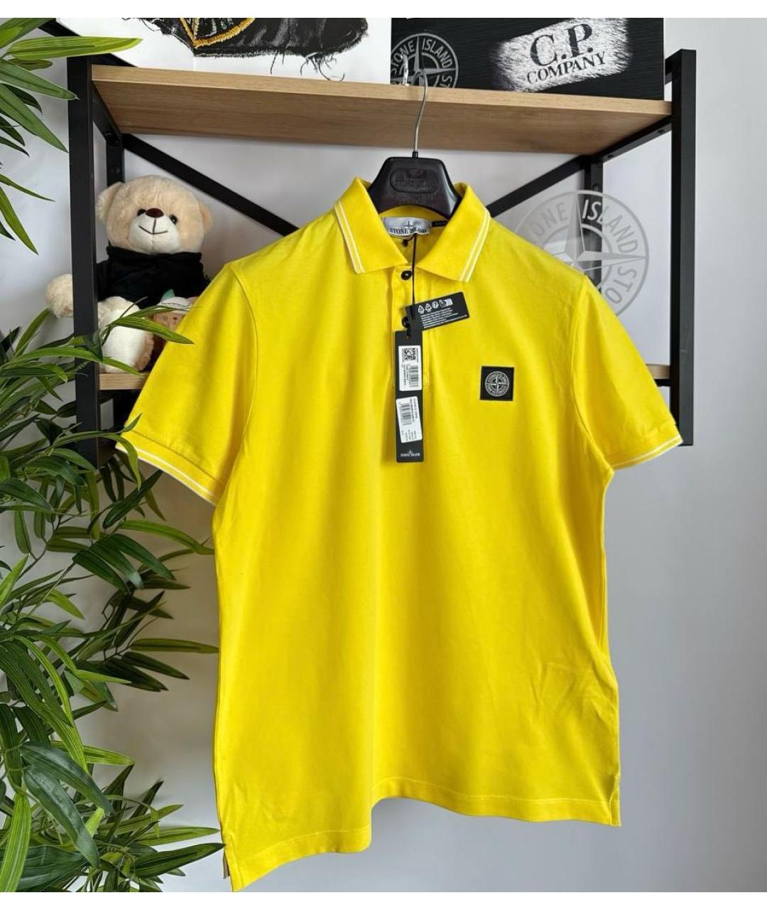 STONE ISLAND Желтое хлопковое поло с коротким рукавом, фото 3