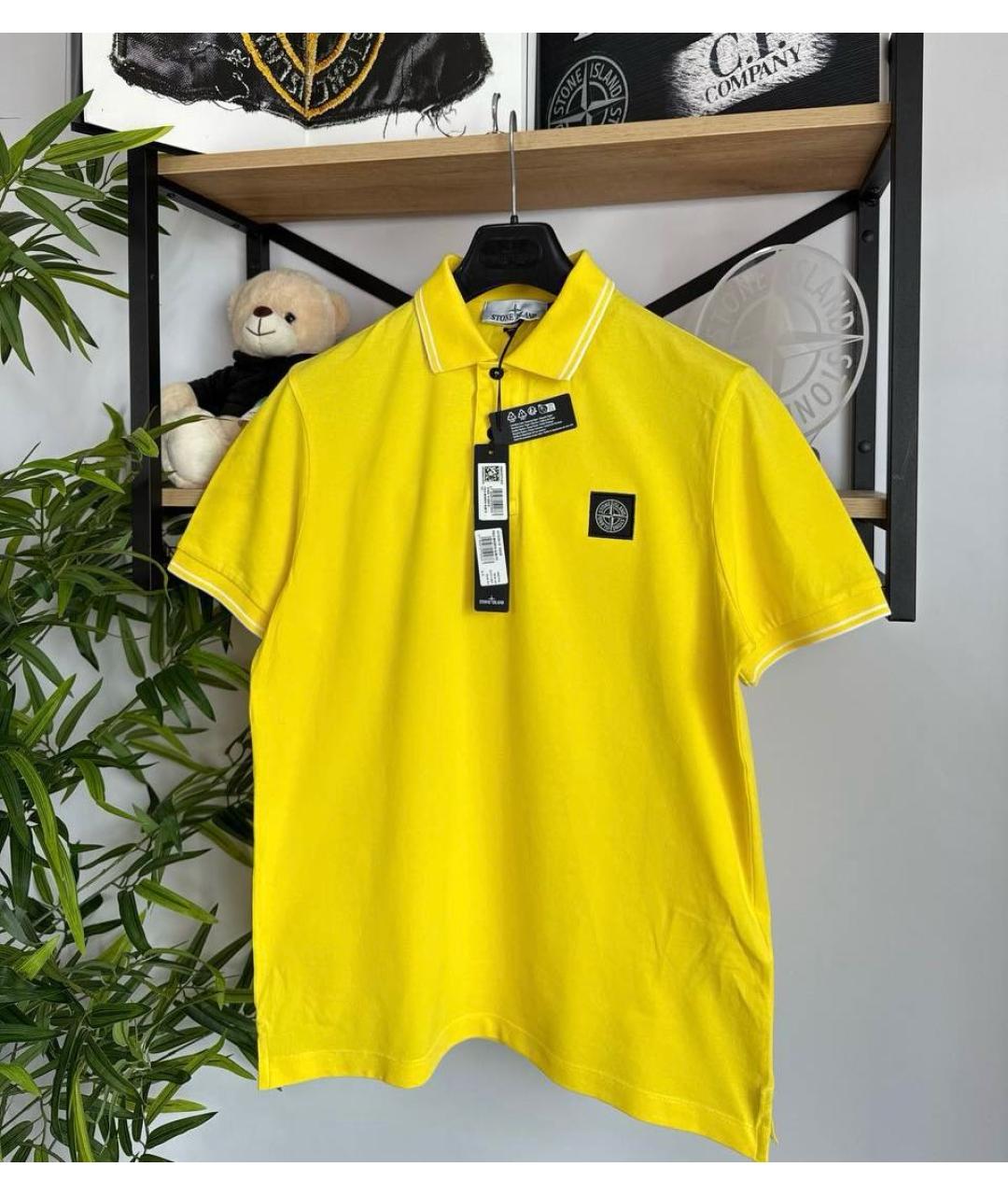 STONE ISLAND Желтое хлопковое поло с коротким рукавом, фото 5
