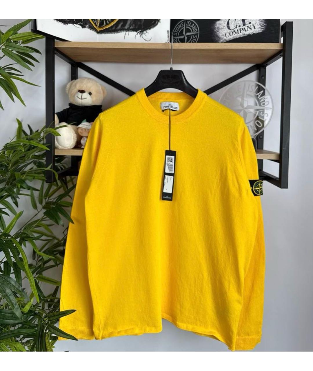 STONE ISLAND Желтый хлопковый джемпер / свитер, фото 2
