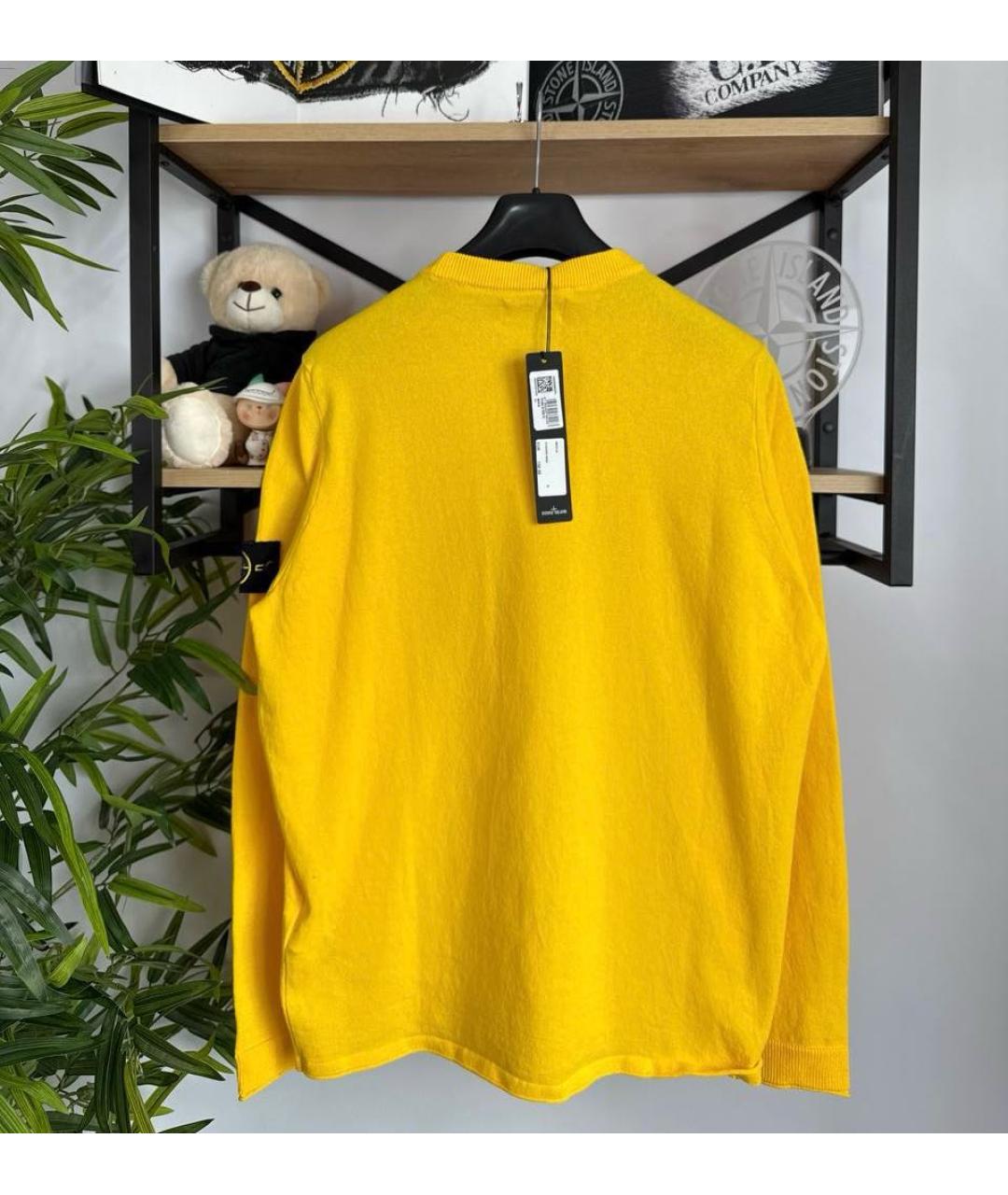 STONE ISLAND Желтый хлопковый джемпер / свитер, фото 4