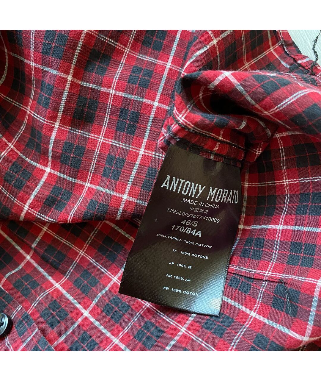 ANTONY MORATO Бордовая хлопковая кэжуал рубашка, фото 5