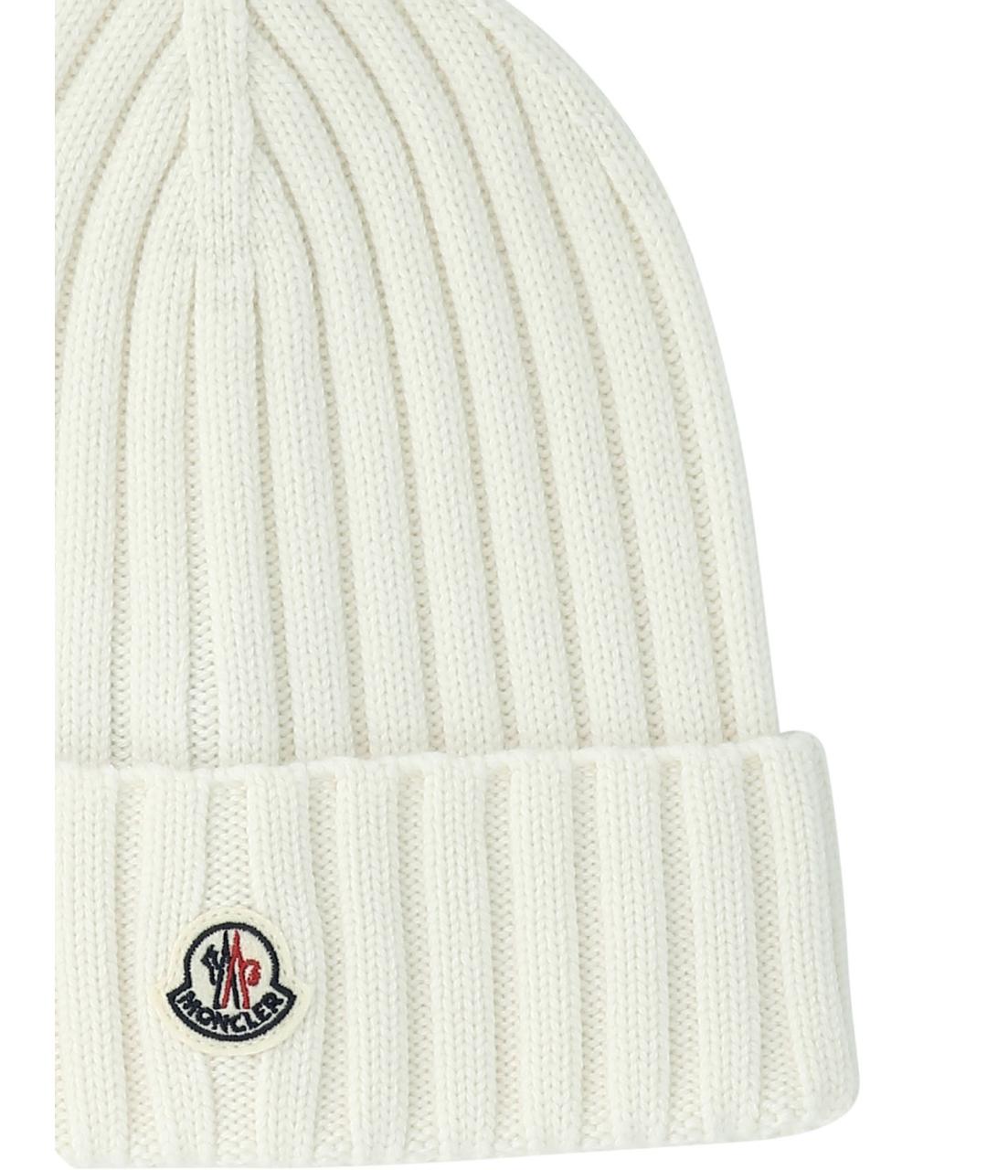 MONCLER Белая шерстяная шапка, фото 3