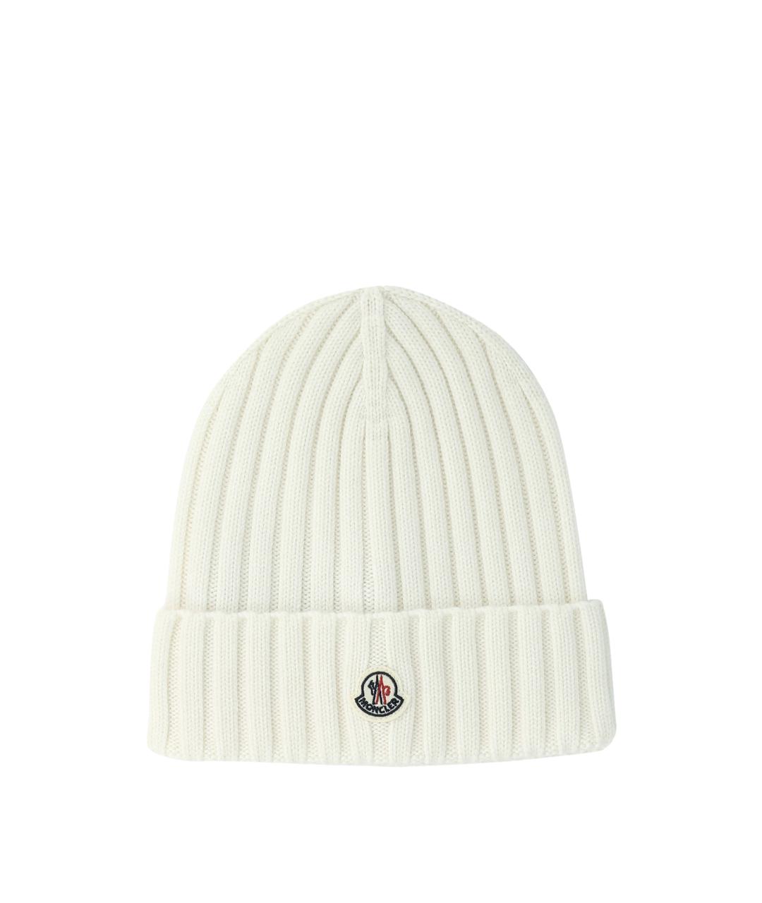 MONCLER Белая шерстяная шапка, фото 1