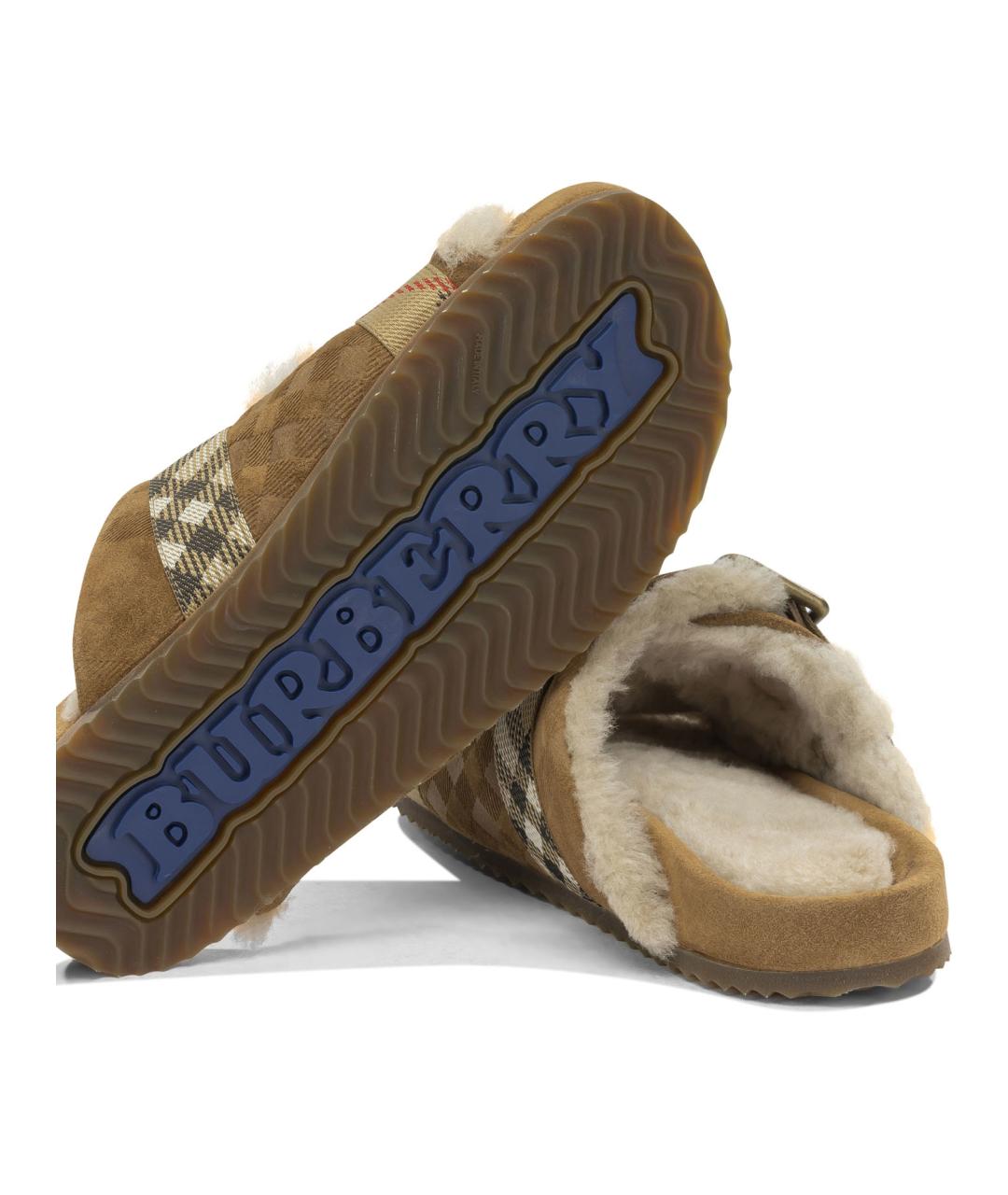 BURBERRY Бежевые кожаные сандалии, фото 5