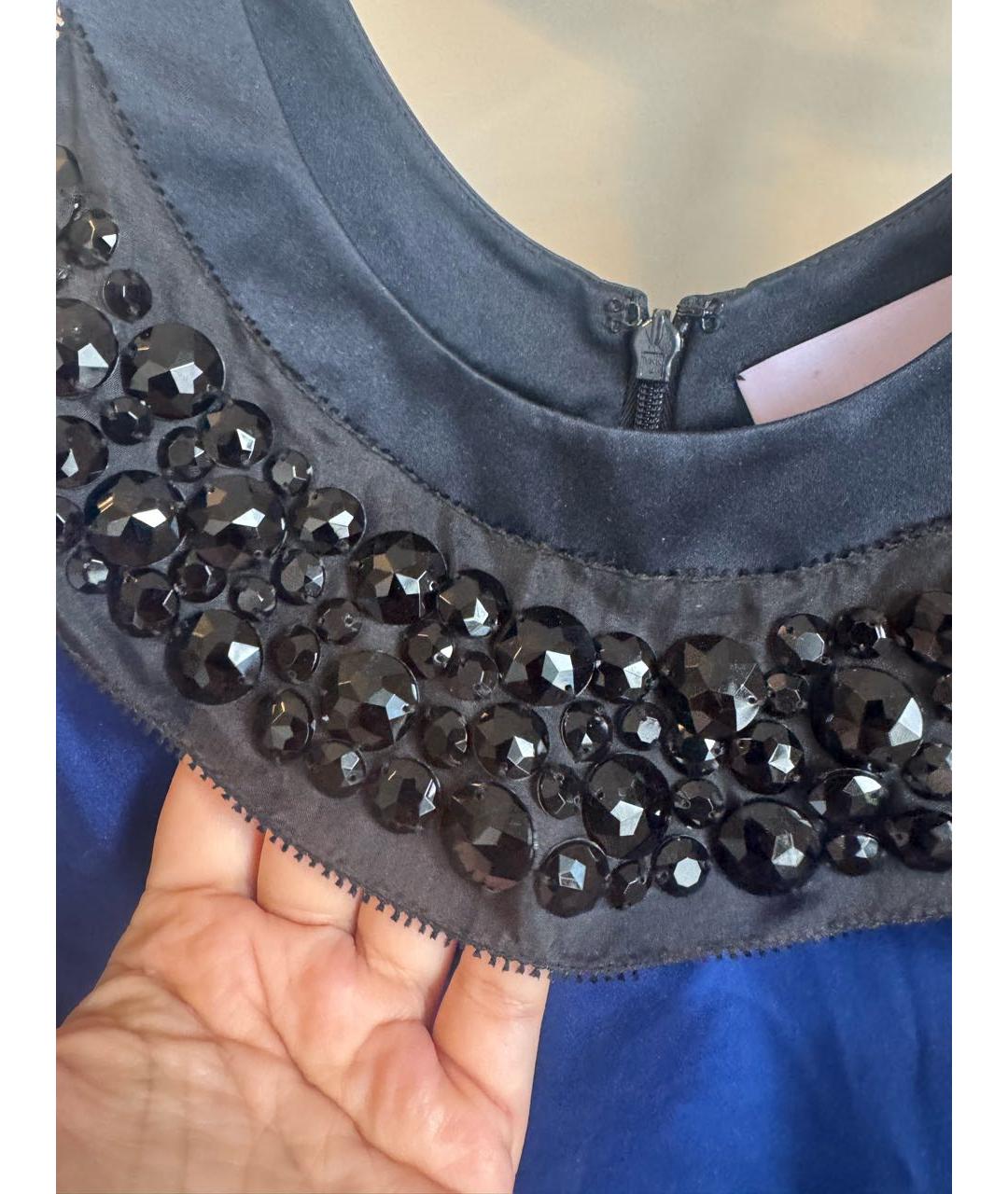 VERA WANG Синее шелковое коктейльное платье, фото 4