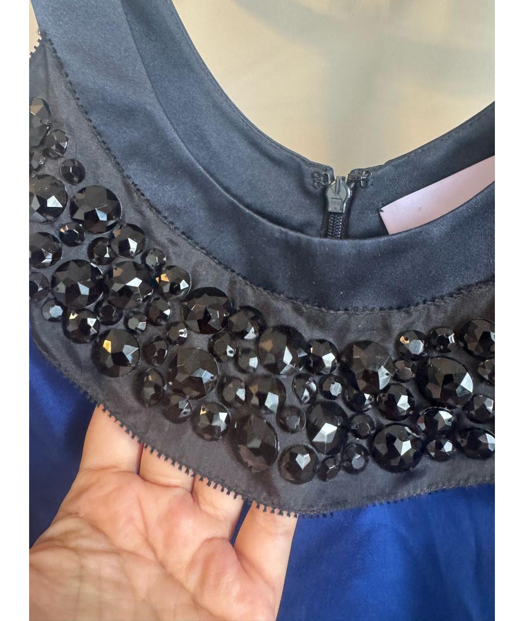 VERA WANG Синее шелковое коктейльное платье, фото 8
