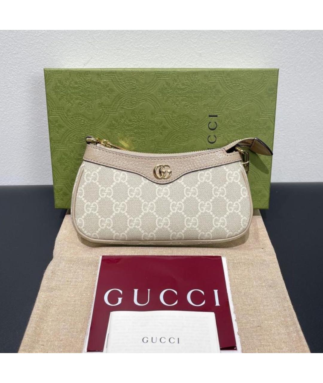 GUCCI Бежевая тканевая сумка с короткими ручками, фото 2