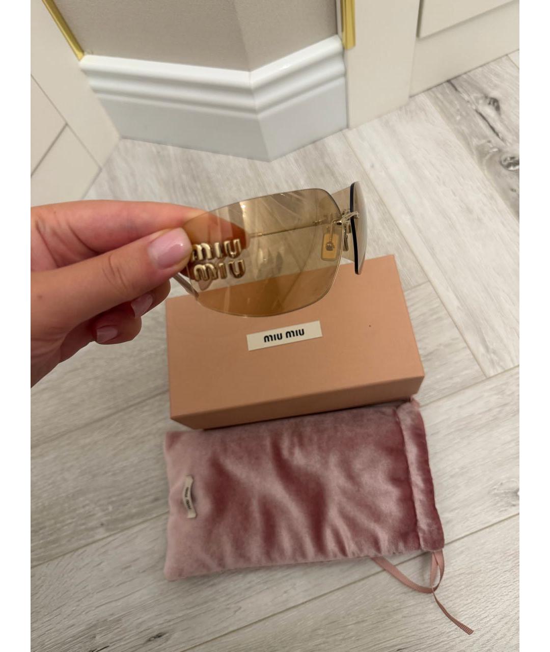 MIU MIU Розовые пластиковые солнцезащитные очки, фото 3