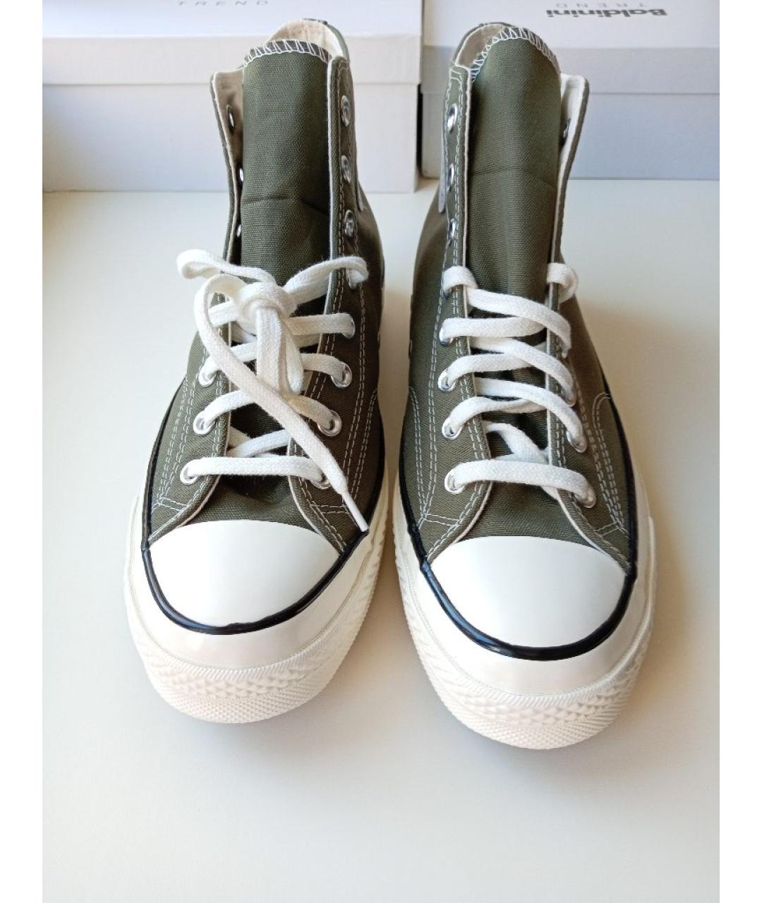 CONVERSE Зеленые текстильные высокие кроссовки / кеды, фото 2