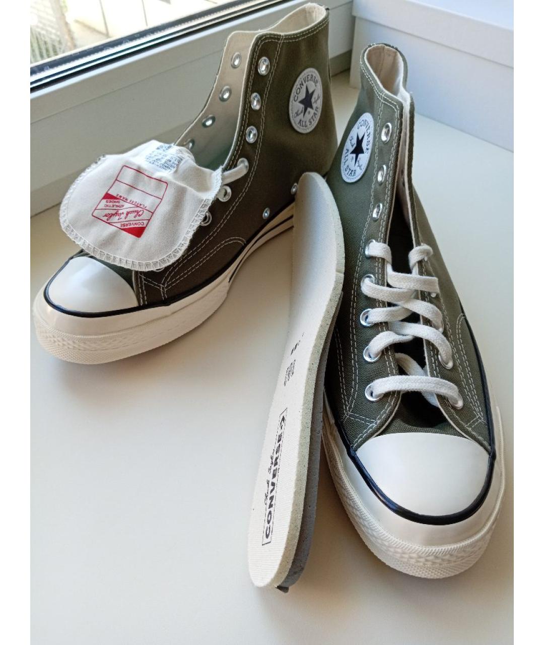 CONVERSE Зеленые текстильные высокие кроссовки / кеды, фото 5