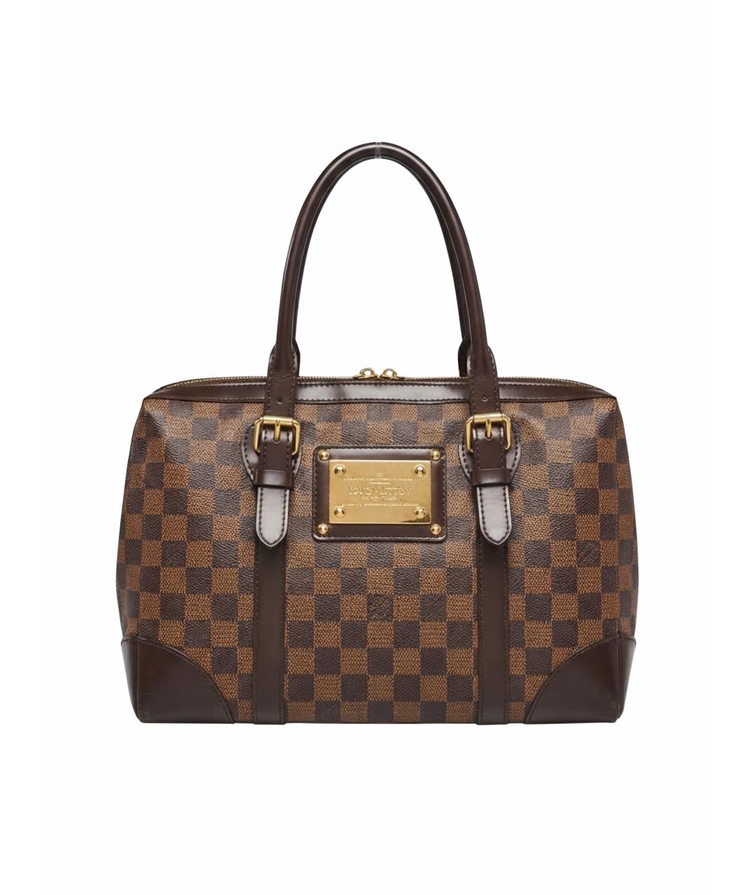 LOUIS VUITTON Коричневая кожаная сумка с короткими ручками, фото 1