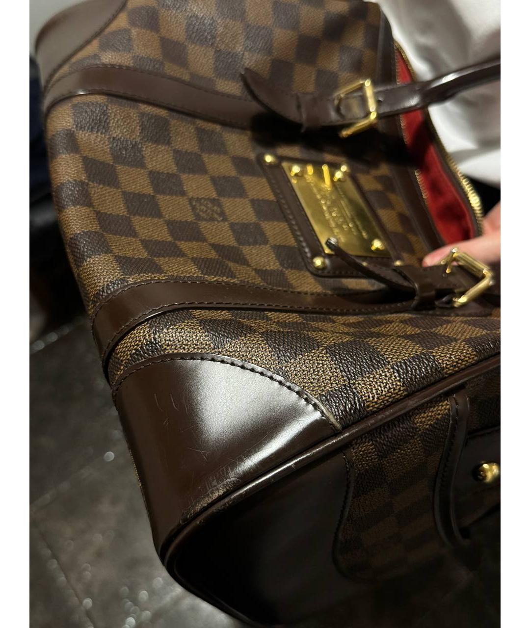 LOUIS VUITTON Коричневая кожаная сумка с короткими ручками, фото 7