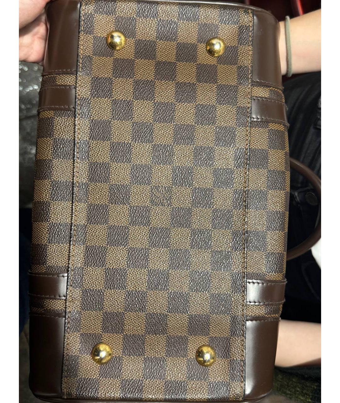 LOUIS VUITTON Коричневая кожаная сумка с короткими ручками, фото 6