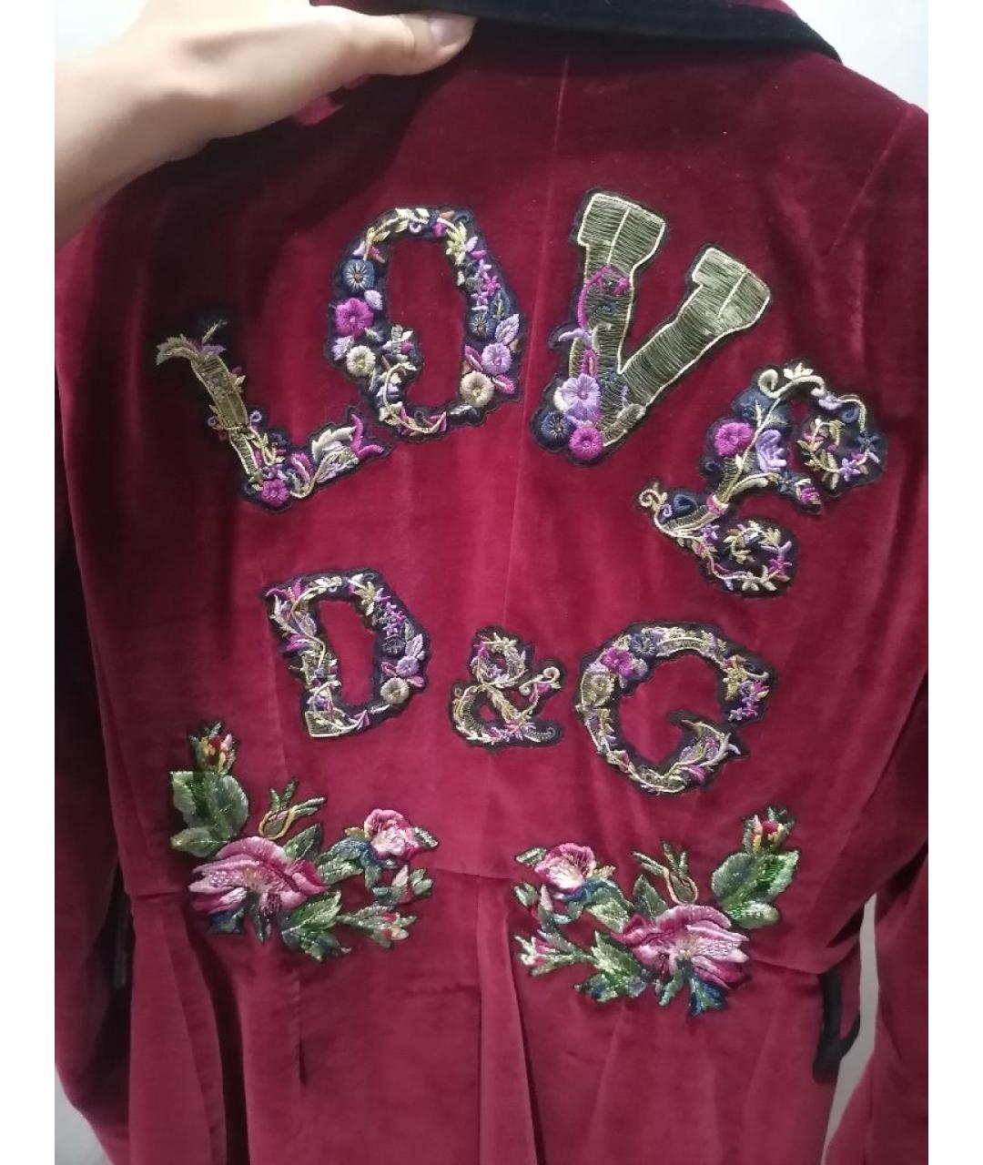 DOLCE&GABBANA Бордовый хлопковый жакет/пиджак, фото 5