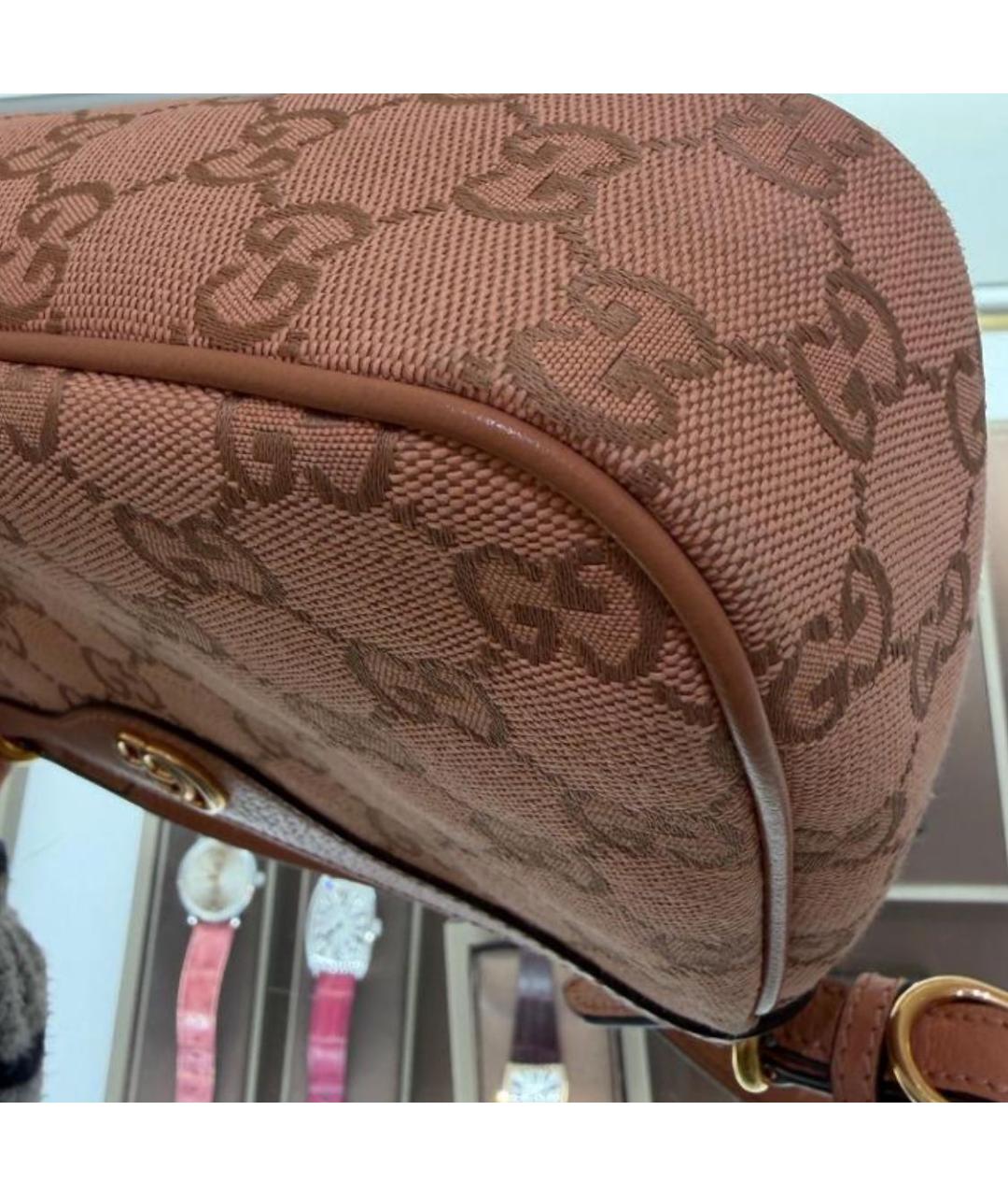 GUCCI Розовая тканевая сумка с короткими ручками, фото 6