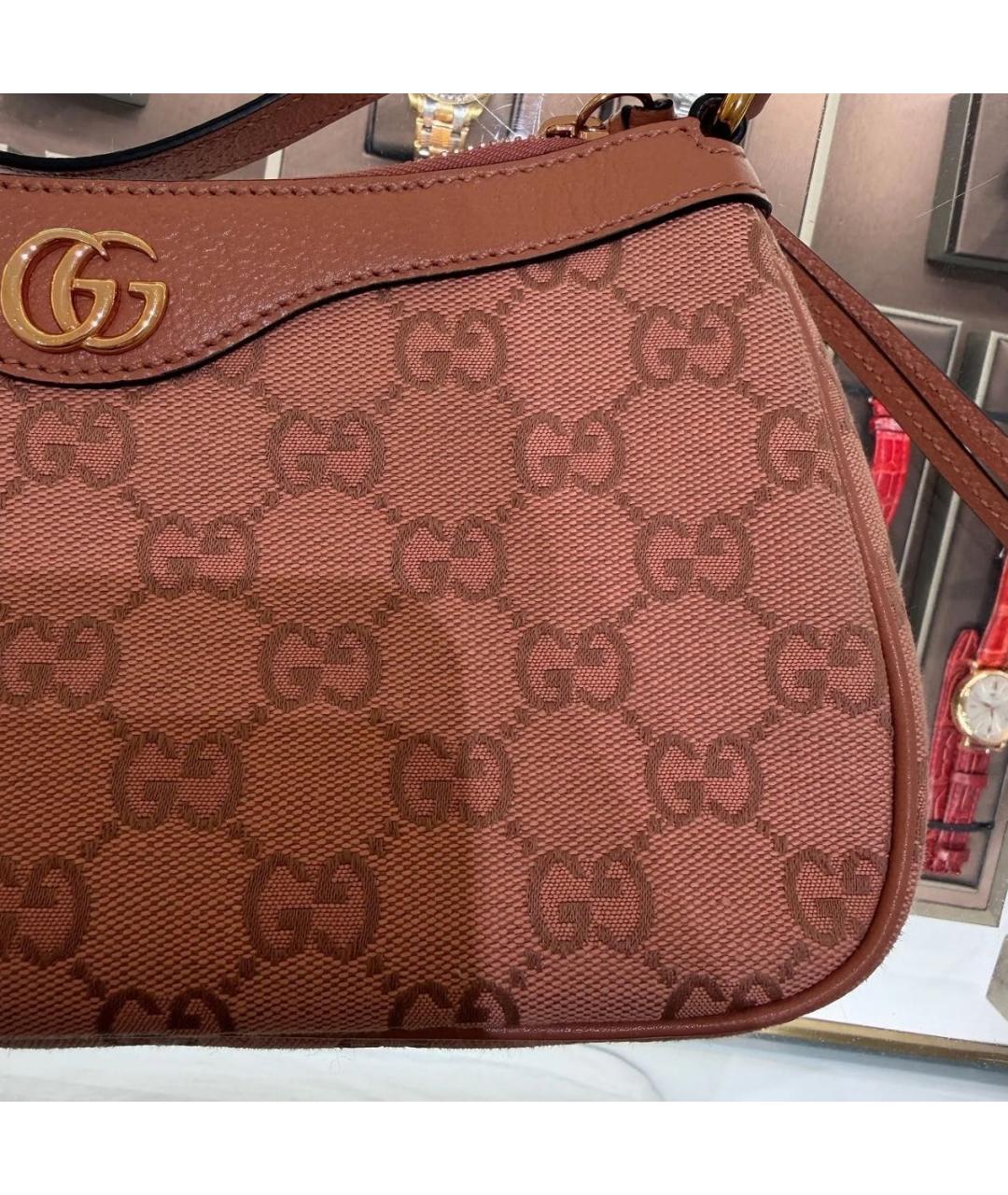 GUCCI Розовая тканевая сумка с короткими ручками, фото 3
