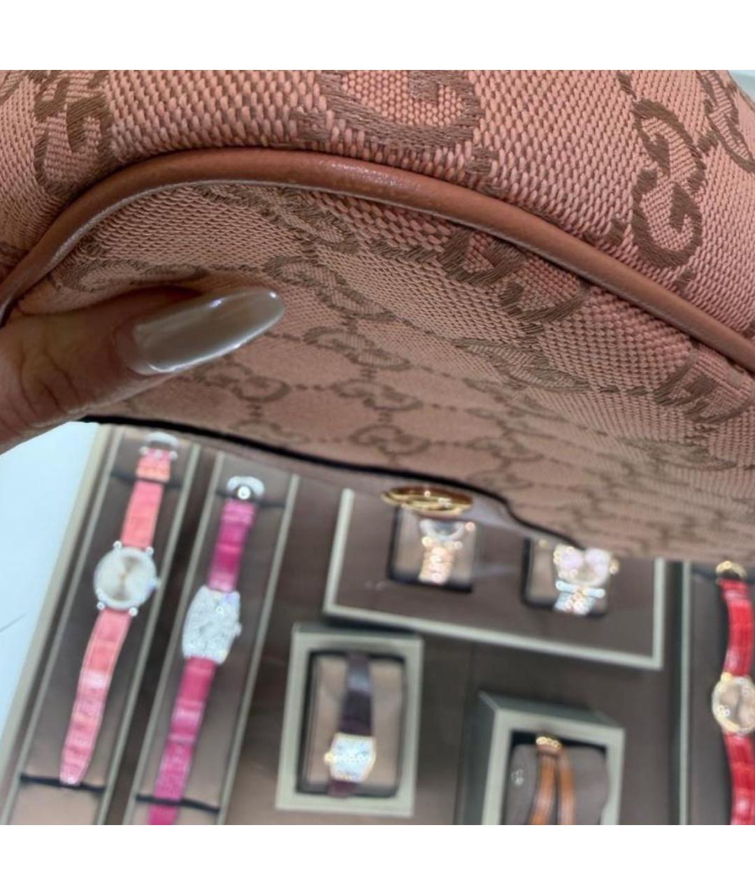 GUCCI Розовая тканевая сумка с короткими ручками, фото 5