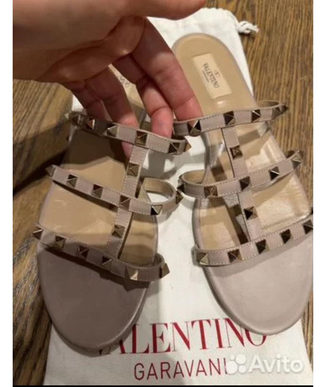 VALENTINO Бежевые кожаные сандалии, фото 2