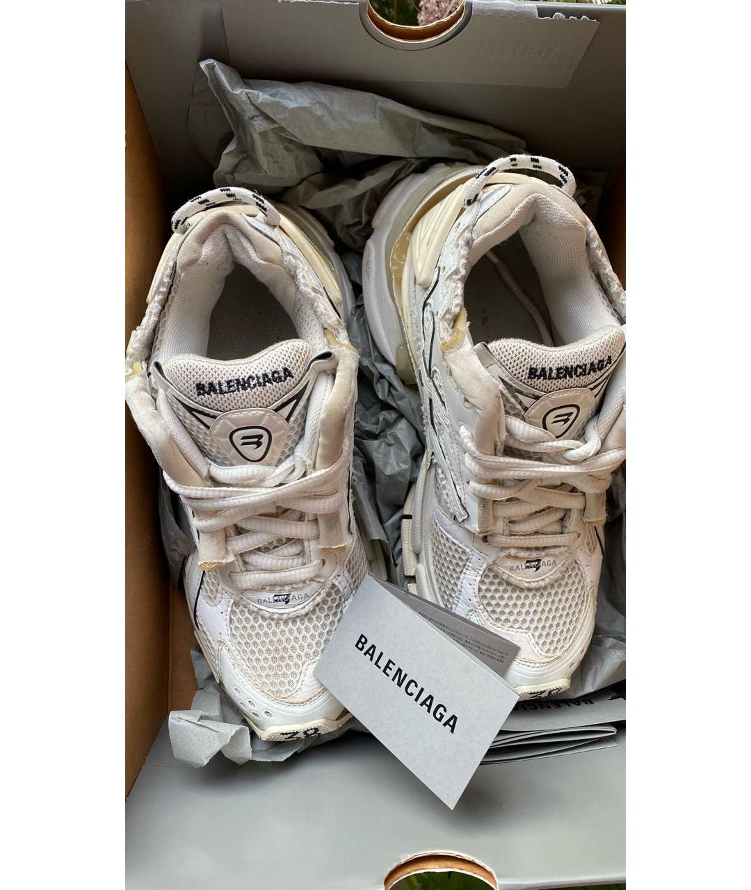 BALENCIAGA Белые кожаные кроссовки, фото 5