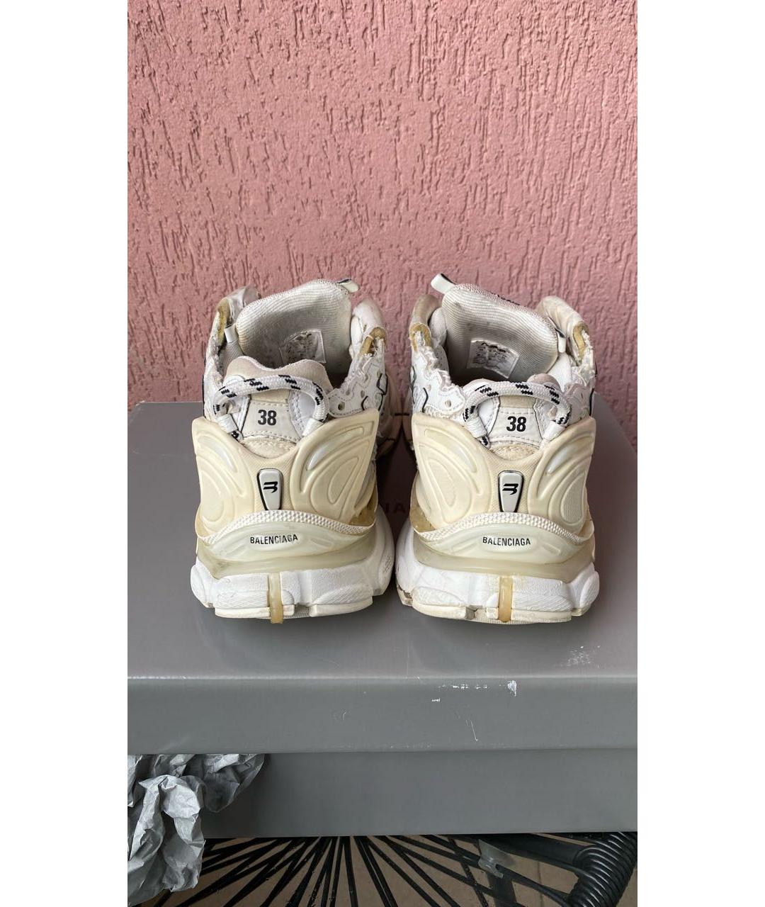 BALENCIAGA Белые кожаные кроссовки, фото 4