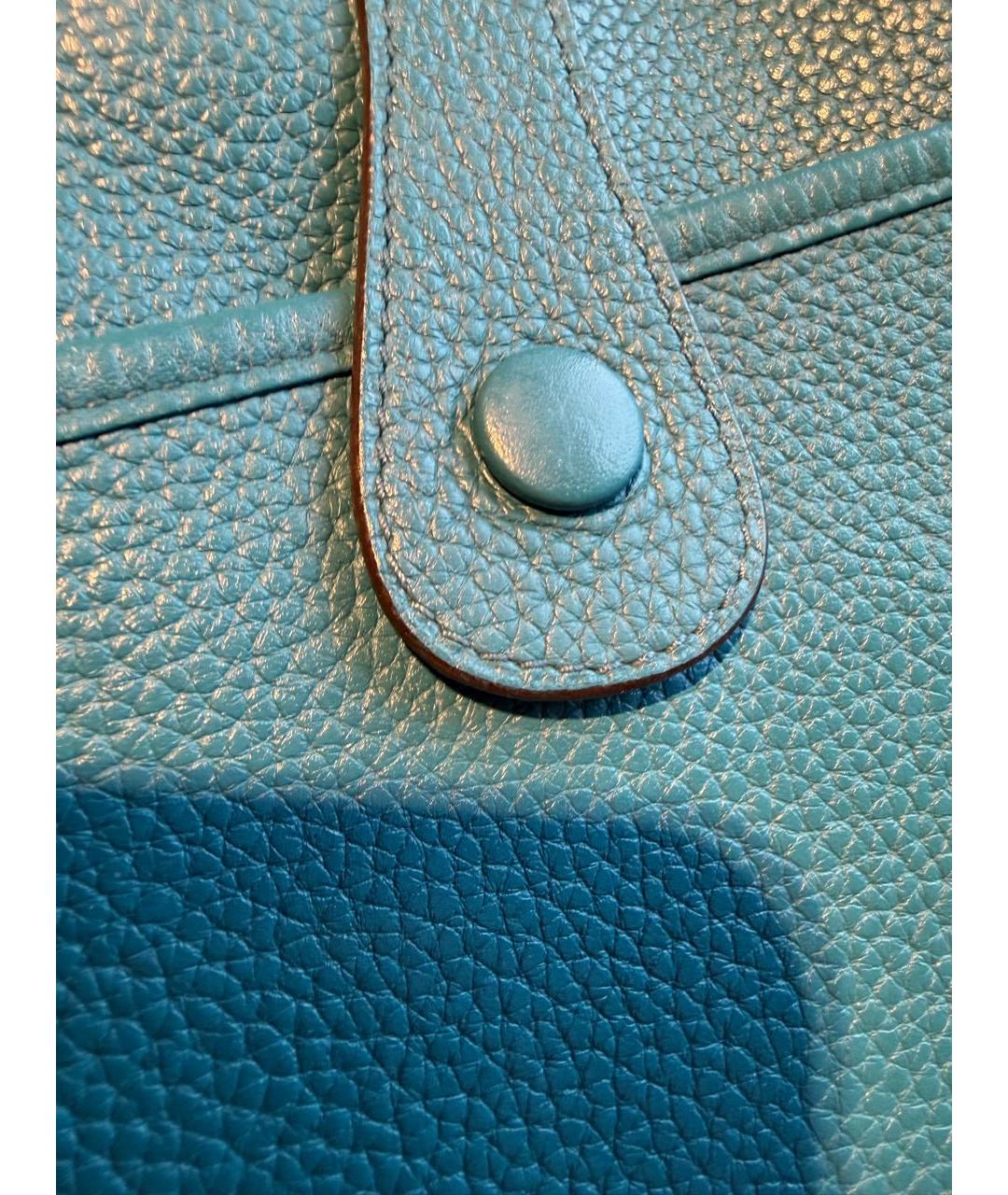 HERMES Бирюзовая кожаная сумка через плечо, фото 3