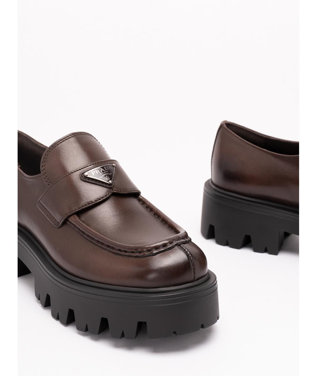 PRADA Коричневые кожаные лоферы, фото 4