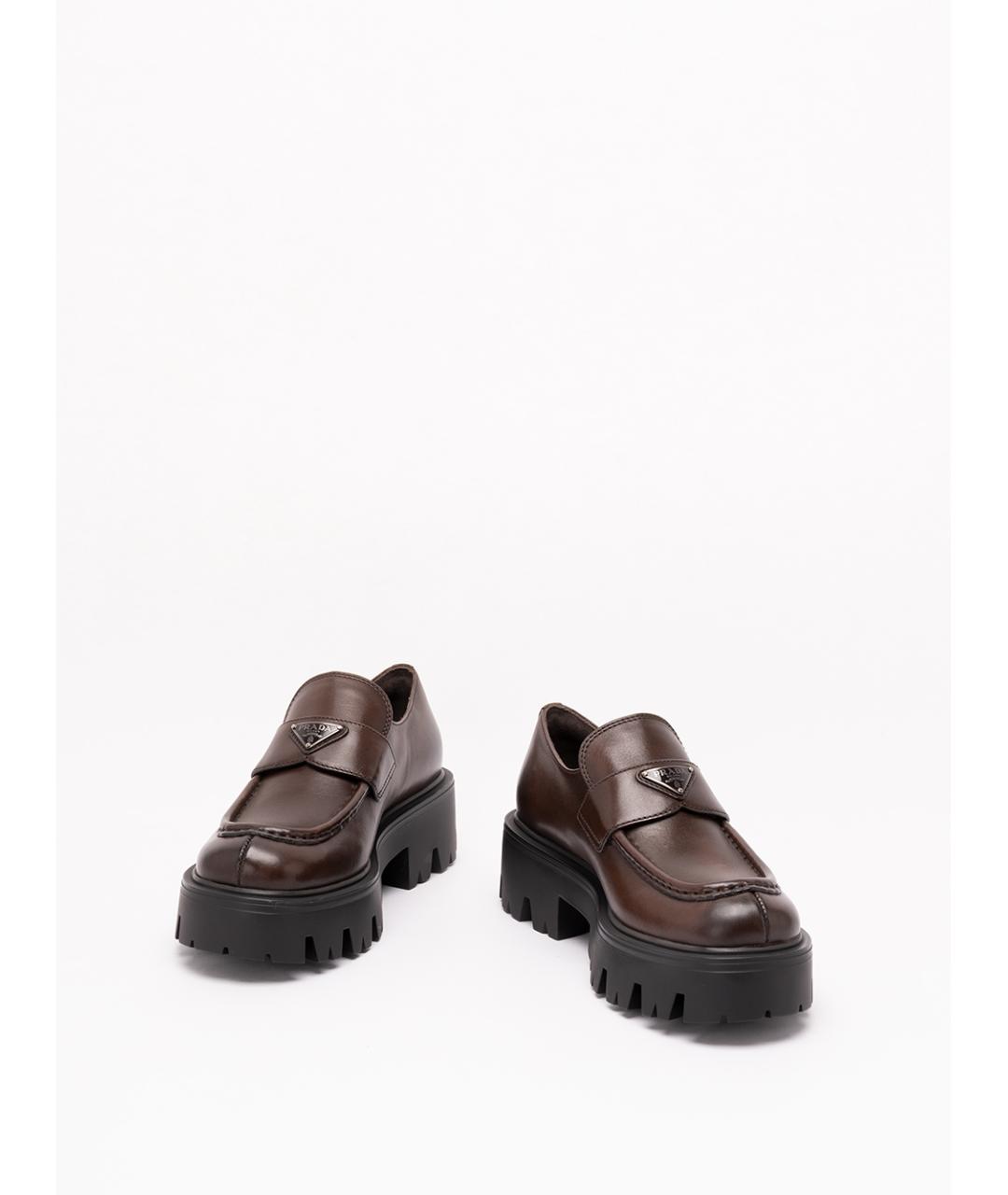 PRADA Коричневые кожаные лоферы, фото 2