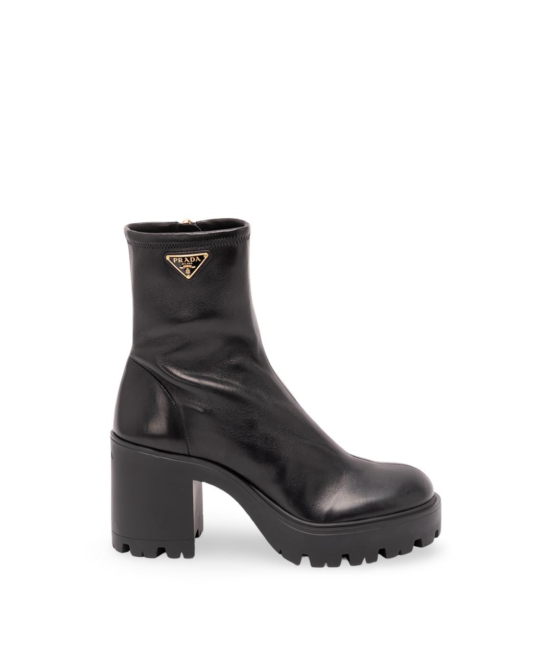 PRADA Черные кожаные ботинки, фото 1