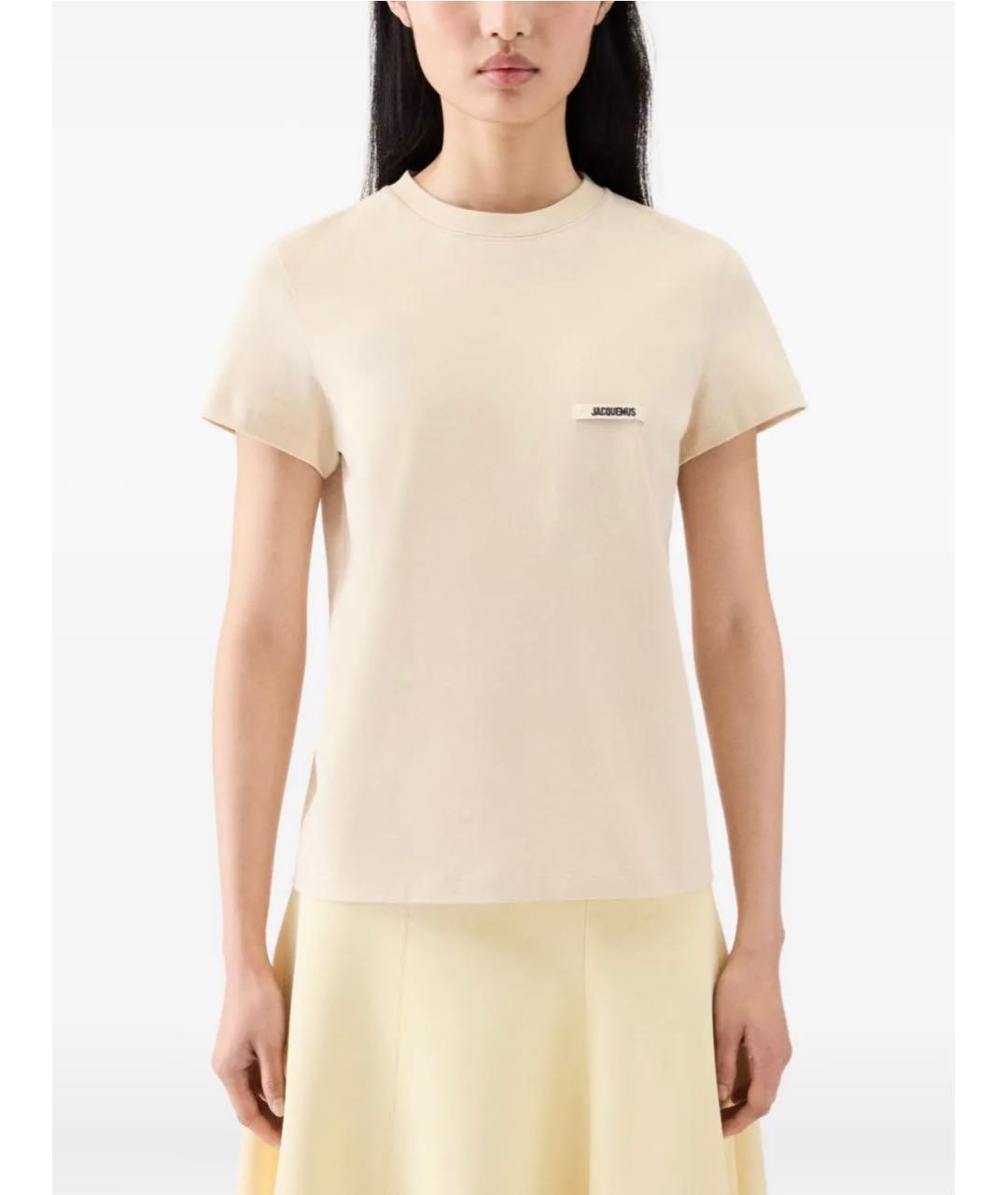 JACQUEMUS Бежевая хлопковая футболка, фото 2