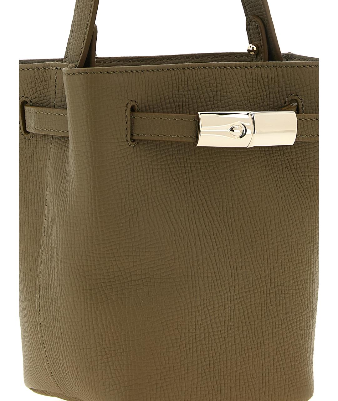 LONGCHAMP Зеленая кожаная сумка тоут, фото 3