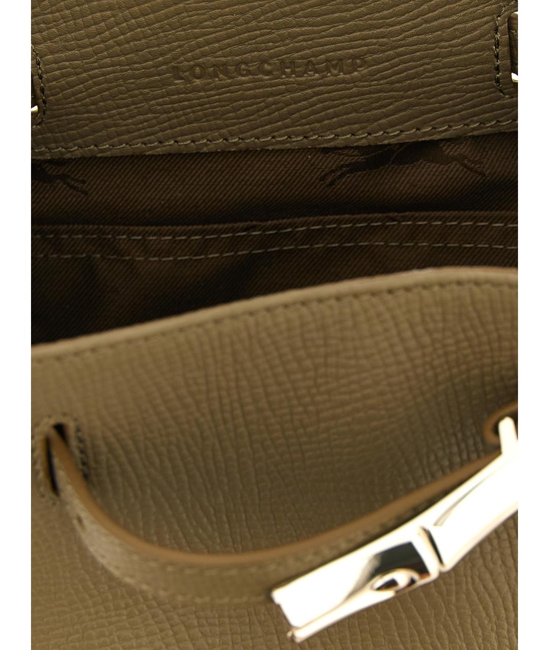 LONGCHAMP Зеленая кожаная сумка тоут, фото 4