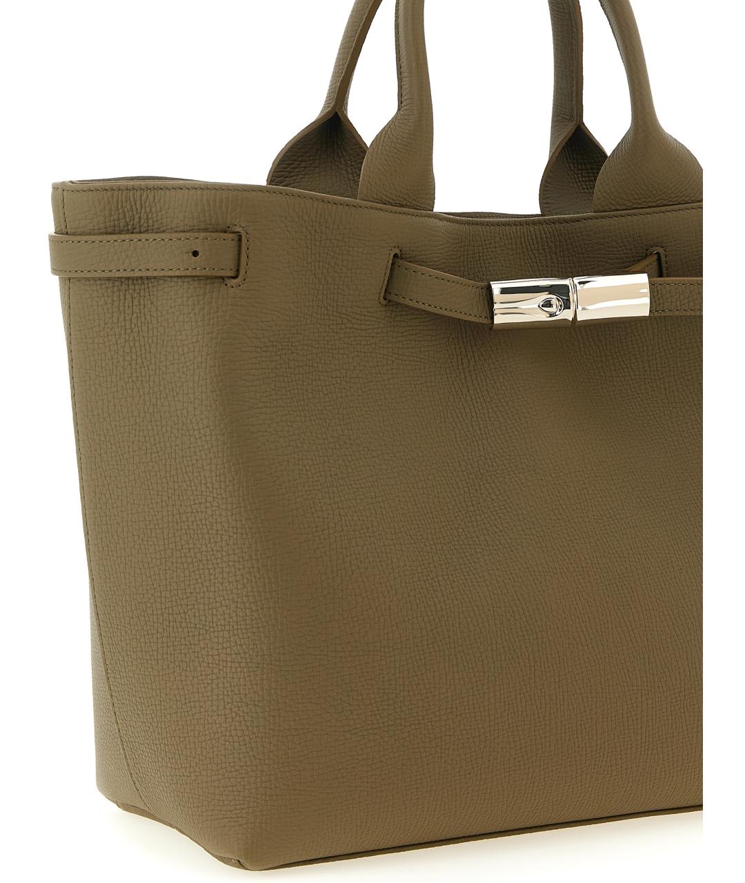 LONGCHAMP Зеленая кожаная сумка тоут, фото 3