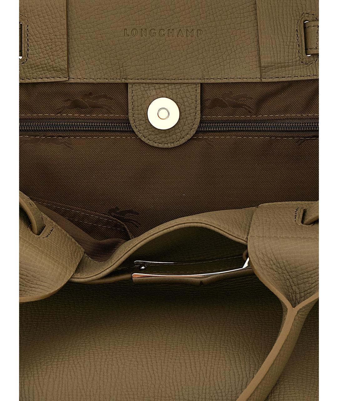 LONGCHAMP Зеленая кожаная сумка тоут, фото 4