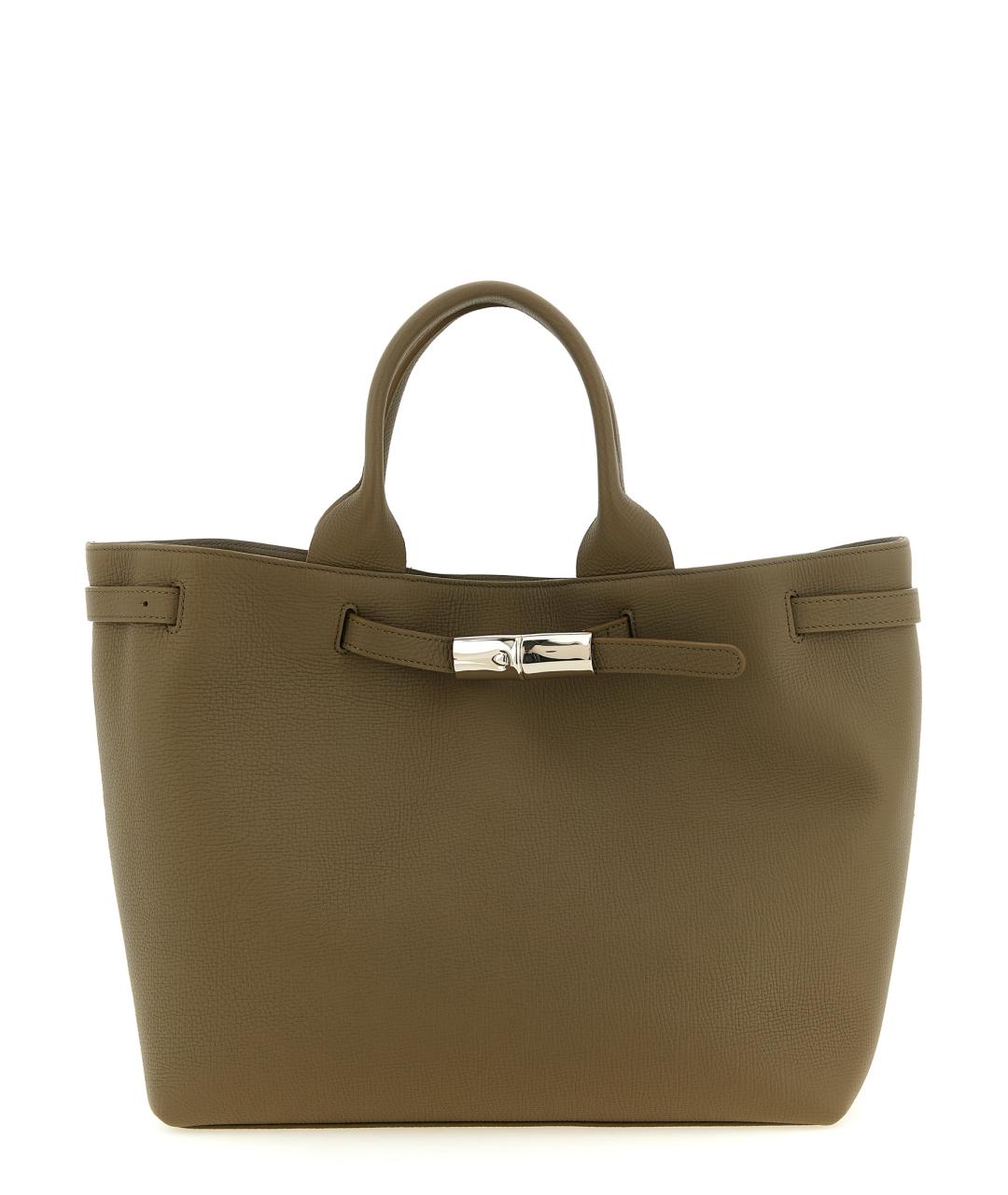 LONGCHAMP Зеленая кожаная сумка тоут, фото 1