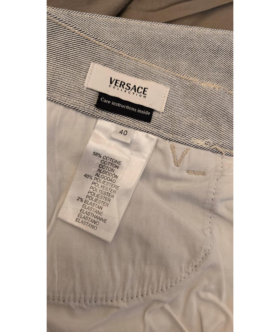 VERSACE Серые хлопко-полиэстеровые прямые джинсы, фото 8