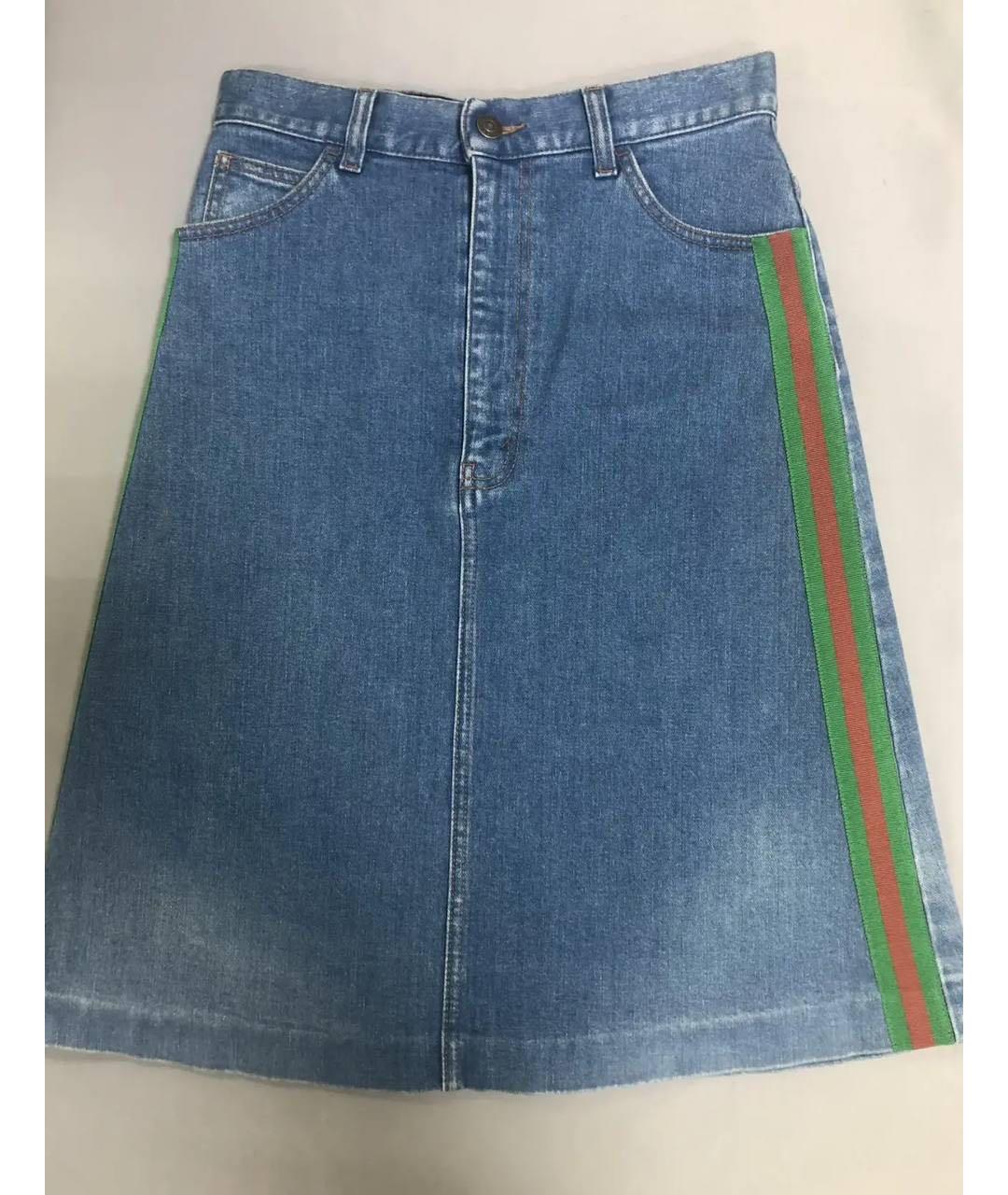 GUCCI Голубая деним юбка миди, фото 3