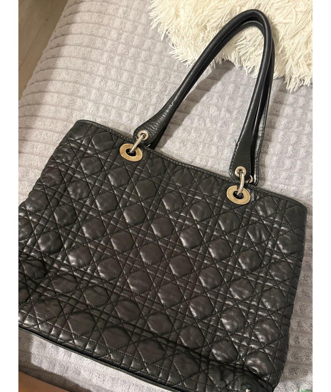 CHRISTIAN DIOR Черная кожаная сумка с короткими ручками, фото 8