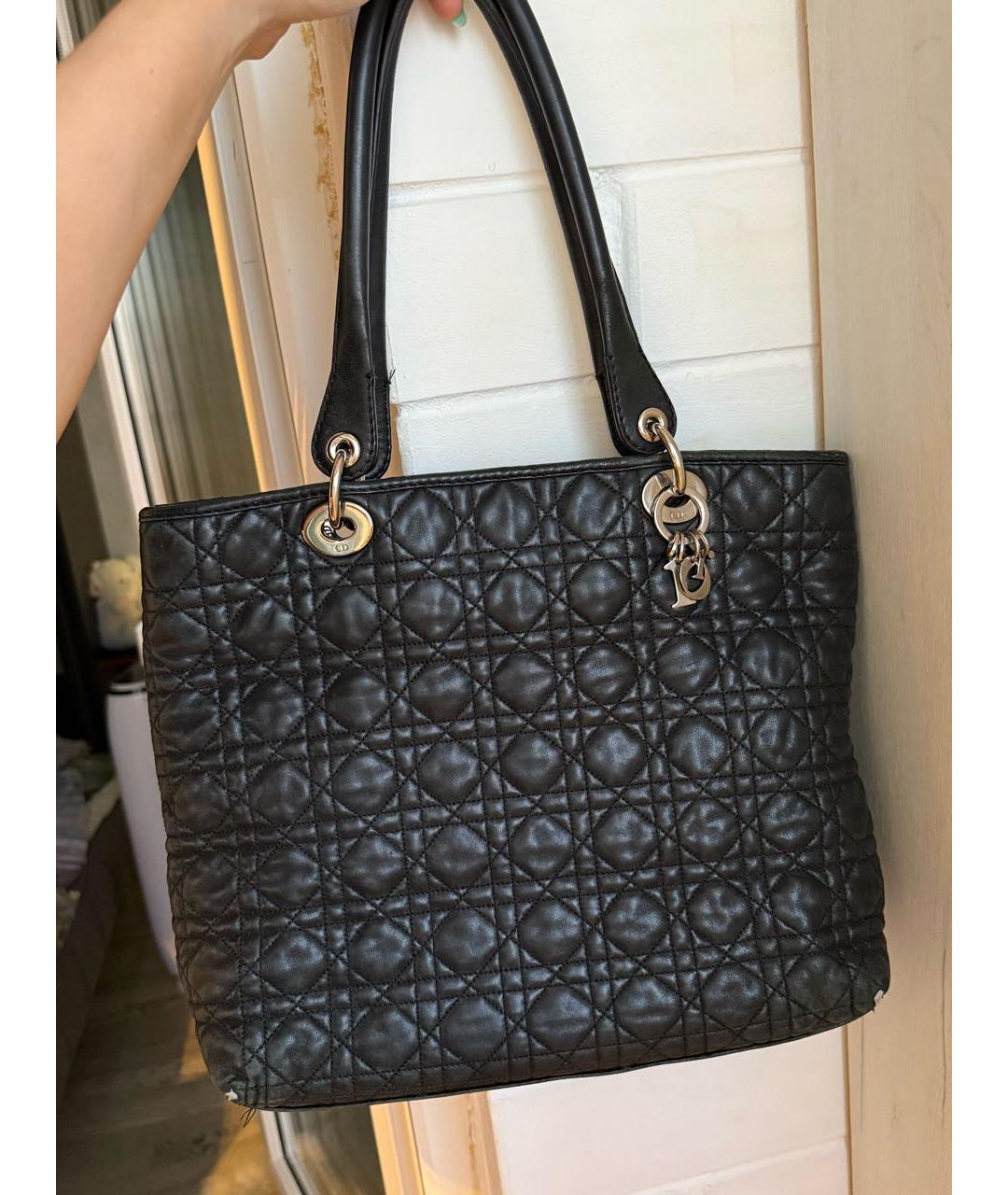 CHRISTIAN DIOR Черная кожаная сумка с короткими ручками, фото 9