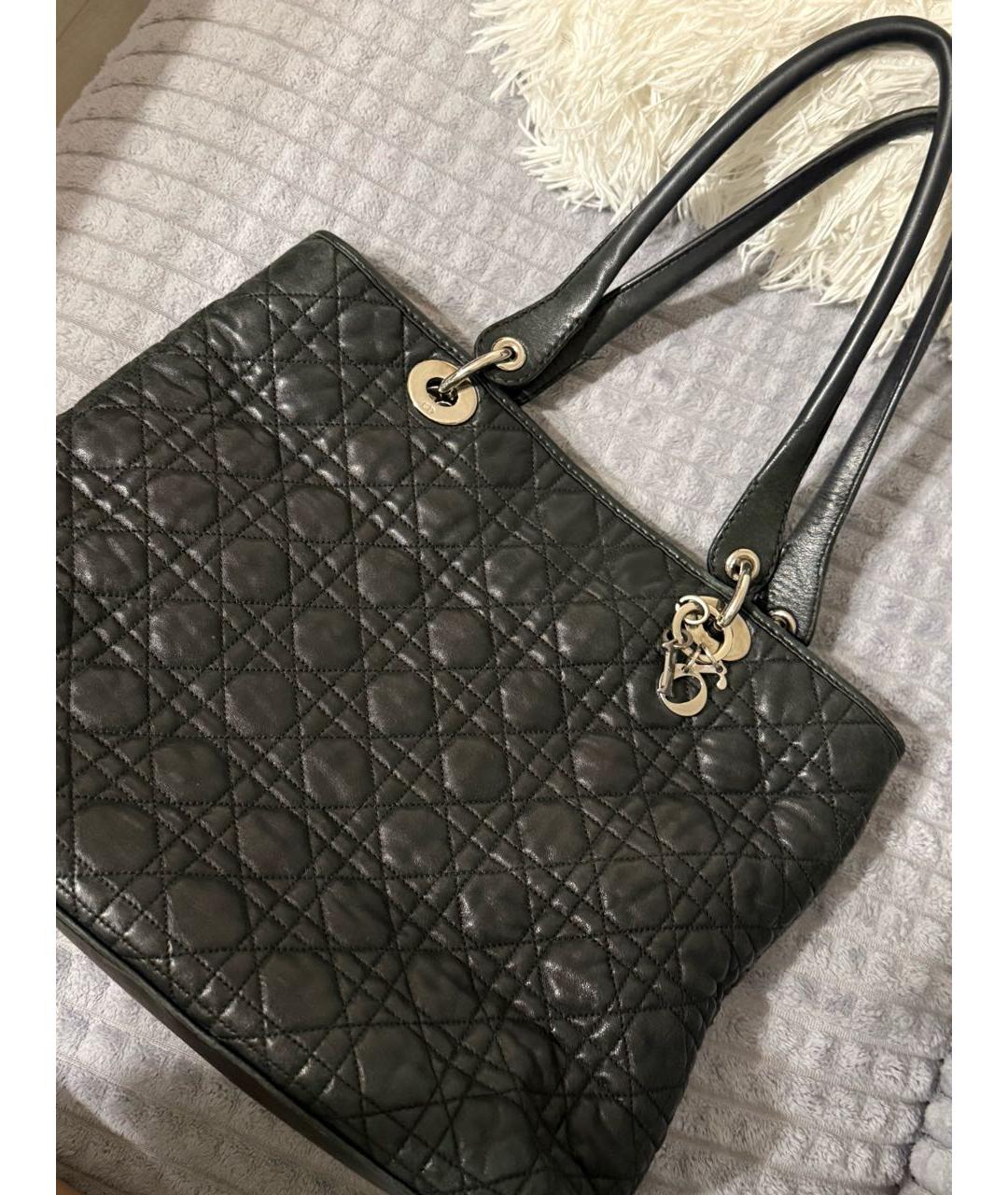 CHRISTIAN DIOR Черная кожаная сумка с короткими ручками, фото 6