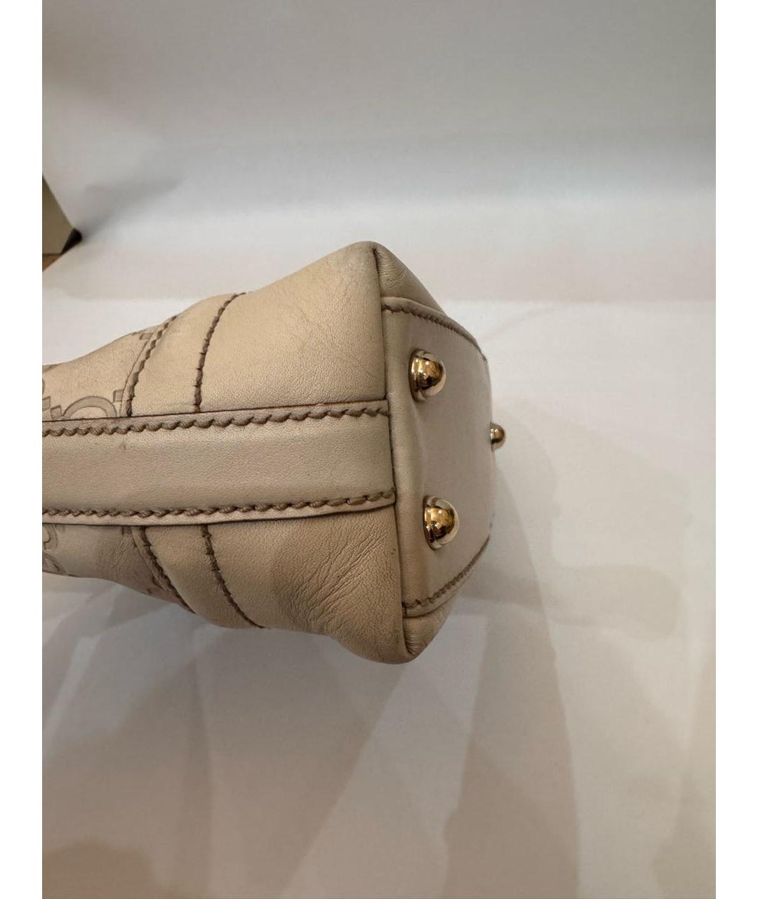 GUCCI Бежевая кожаная сумка тоут, фото 7